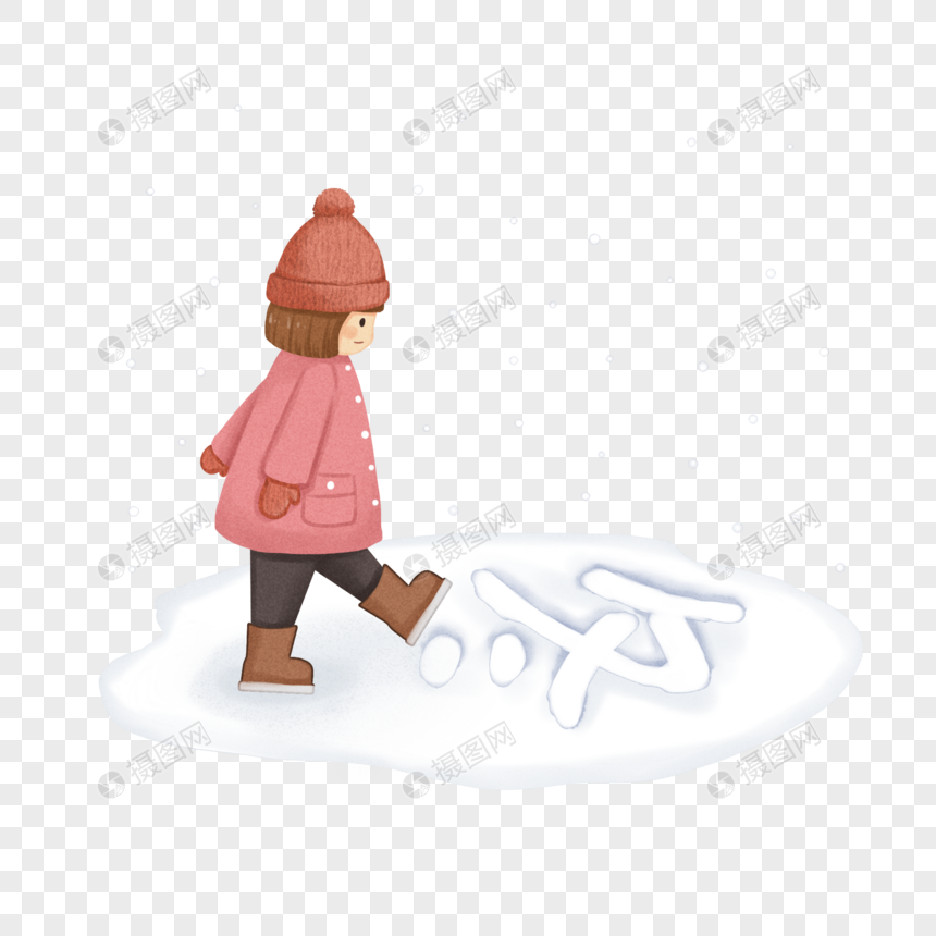 雪地里的小女孩图片