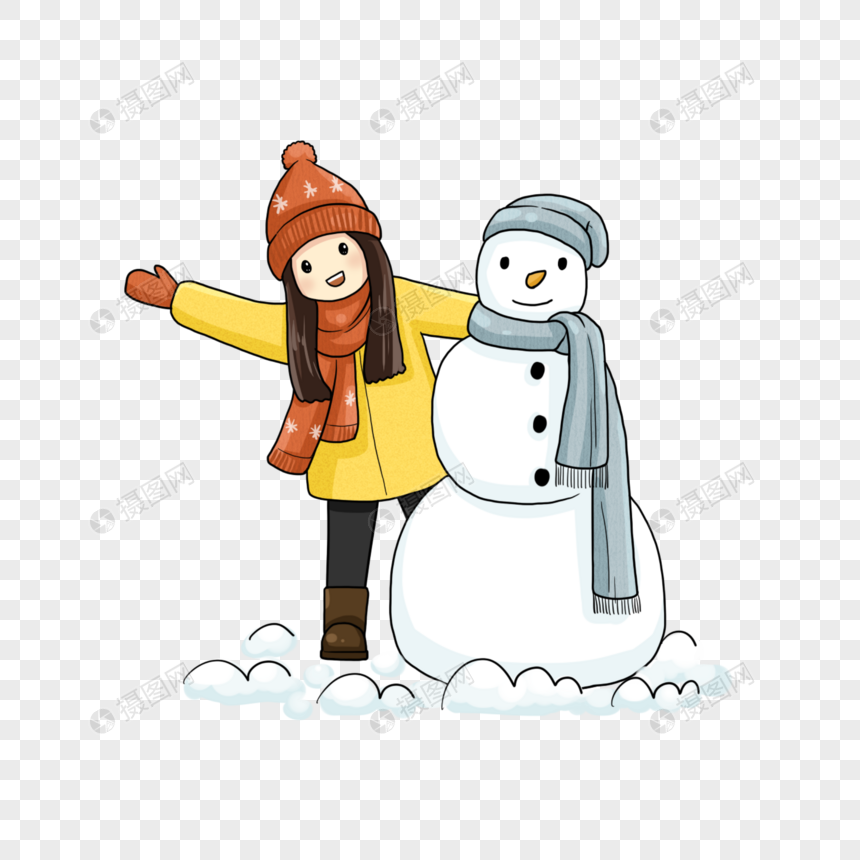 小孩堆雪人