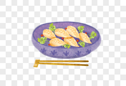 手绘卡通吃饺子图片