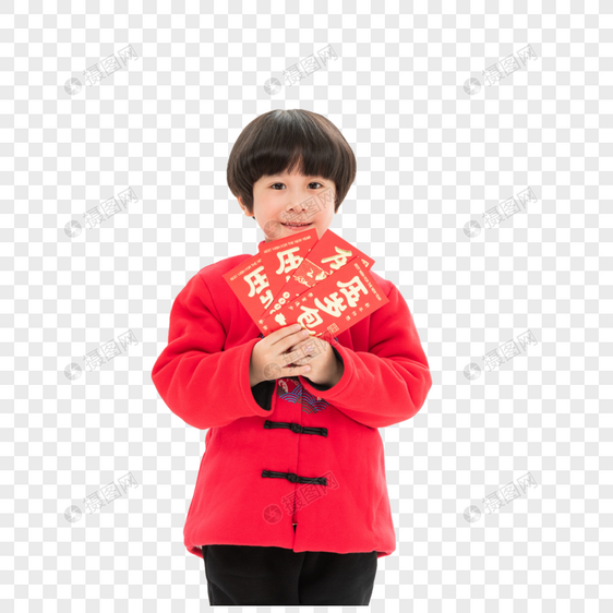 小男孩新年拿红包图片