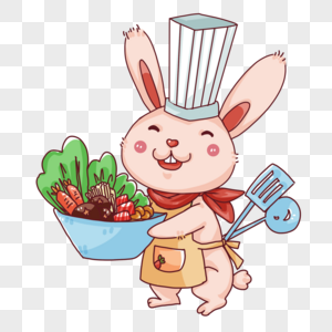 端着食材的兔子厨师高清图片