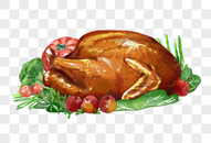 感恩节烤鸡水彩图片