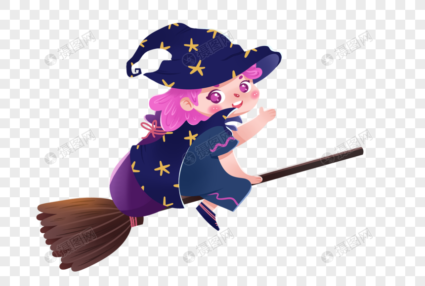 骑着魔法扫把的女巫