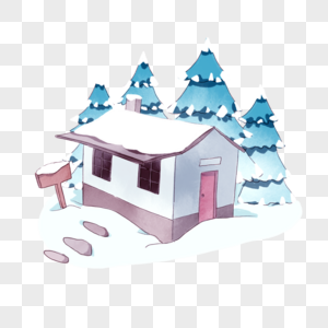 冬日雪景小屋图片