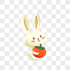 霜降抱着柿子的兔子高清图片