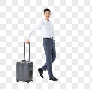 商务男性推着行李箱图片