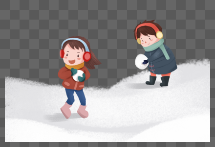 儿童打雪仗图片