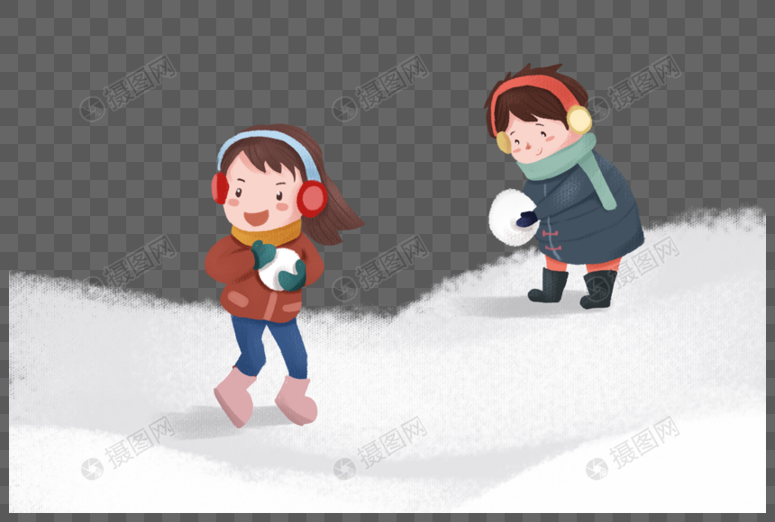 儿童打雪仗图片