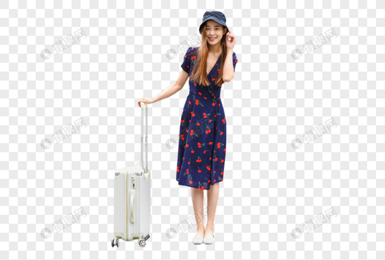 拉行李箱的女生图片