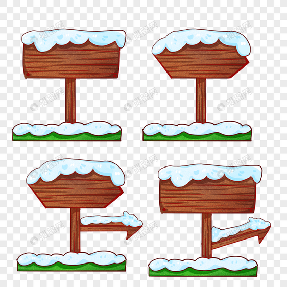 冬季积雪木牌图片