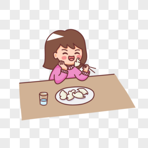 愉快吃饺子的女孩图片