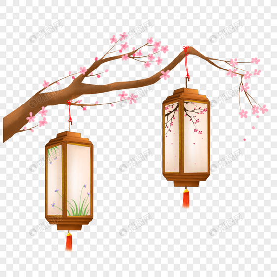 梅花树上的灯笼图片