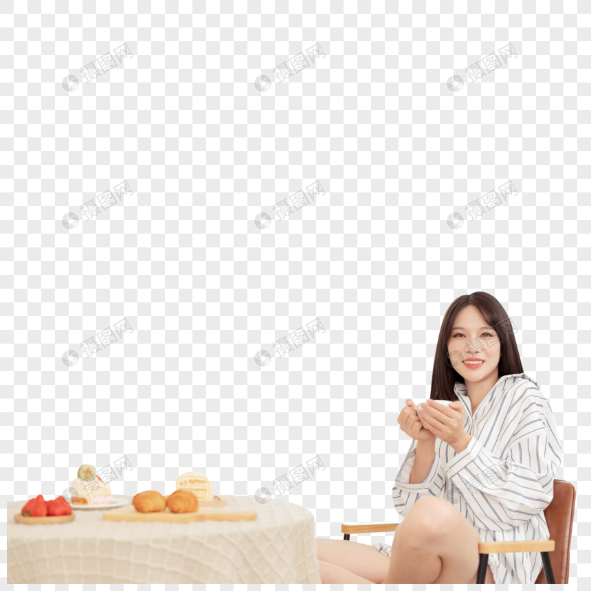 女性喝下午茶图片