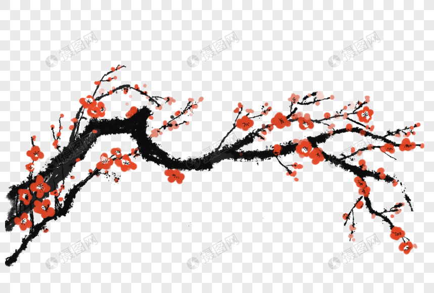 红梅手绘中国风元素