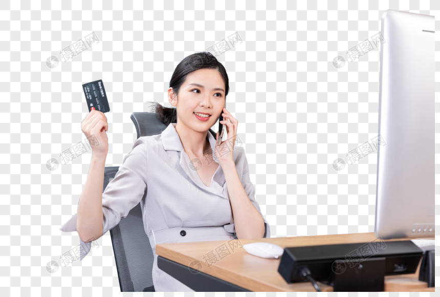 商务女性办公刷卡图片