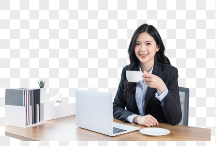 商务女性喝咖啡图片