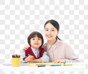 儿童幼教老师带学生画画图片