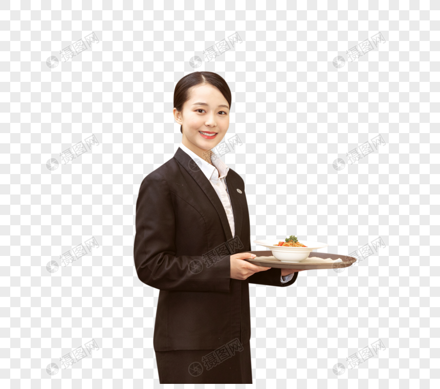 酒店服务员端菜服务图片