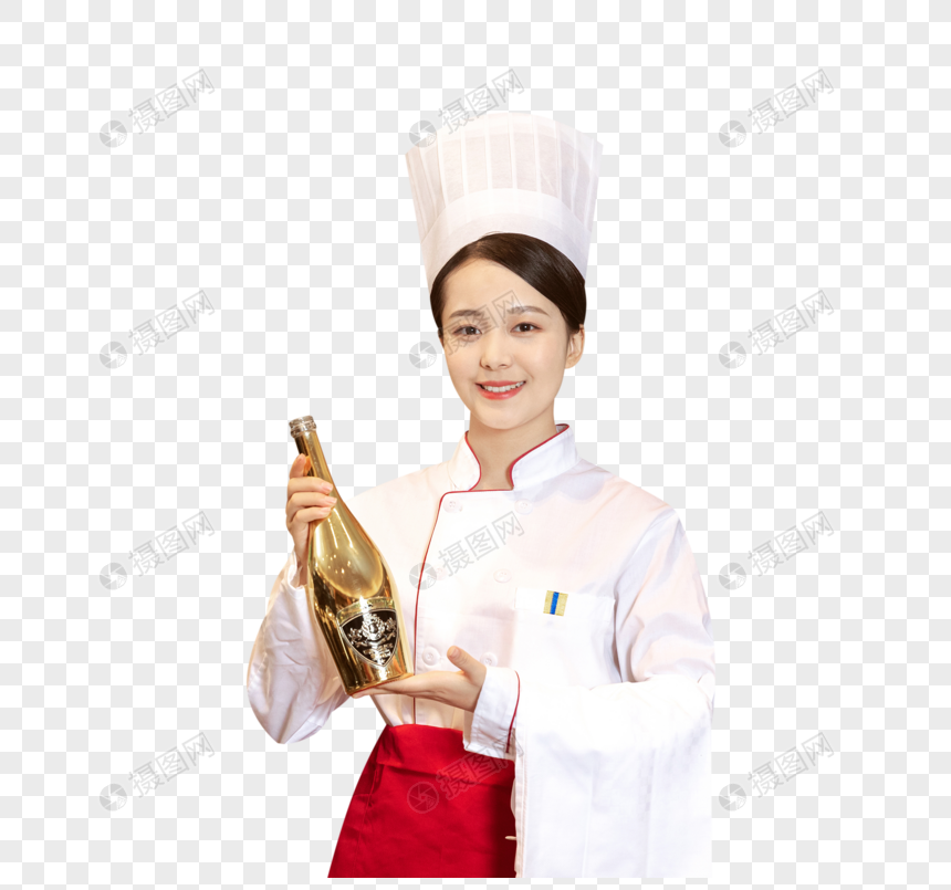 酒店服务餐厅厨师拿着香槟酒图片