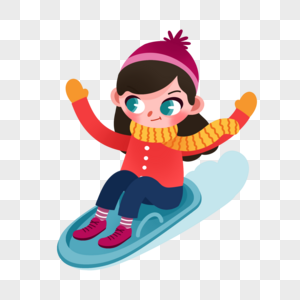 滑雪女孩滑雪橇麋鹿高清图片