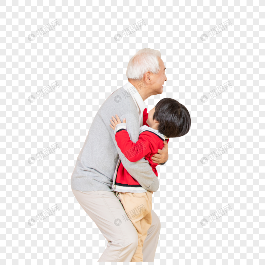 孙子与爷爷拥抱拜年