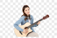 弹吉他的女大学生图片