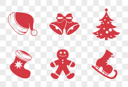 圣诞节剪影圣诞树红色装饰高清图片