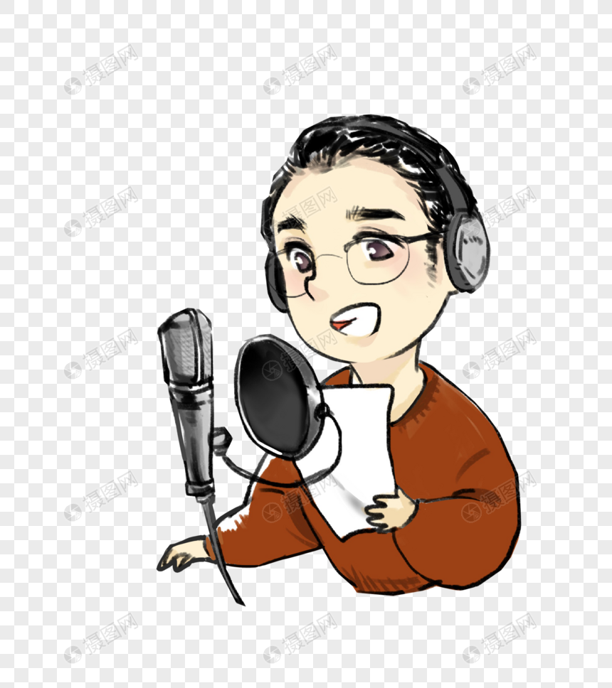 配音播音的男孩