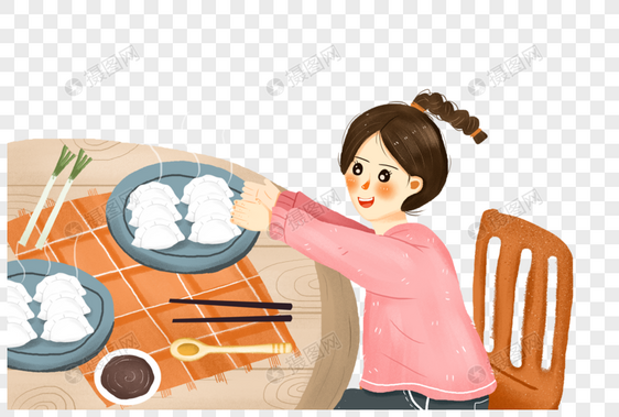 立冬吃饺子的女孩图片