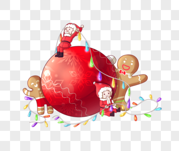 圣诞彩球圣诞节姜饼高清图片
