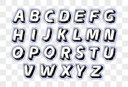 二十六个大写英文字母卡通字效设计高清图片