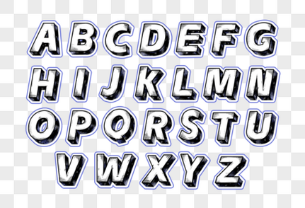 二十六个大写英文字母卡通字效设计卡通效果字母高清图片素材