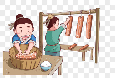 腌制腊肉古代美食素材高清图片