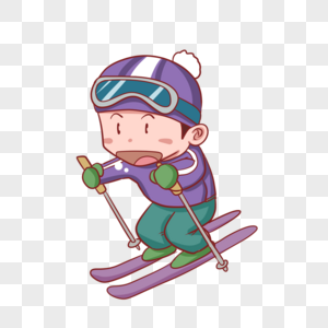 冬天你好企鹅滑雪插画图片