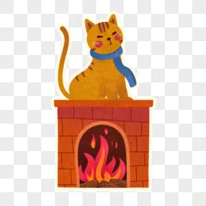 烤火的猫咪图片