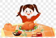 感恩节吃火鸡的女孩图片