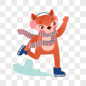 冬季滑冰小狐狸图片