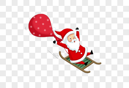 滑雪橇的圣诞老人高清图片