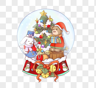 圣诞水晶球圣诞树圣诞熊高清图片