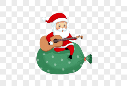 弹吉他的圣诞老人图片