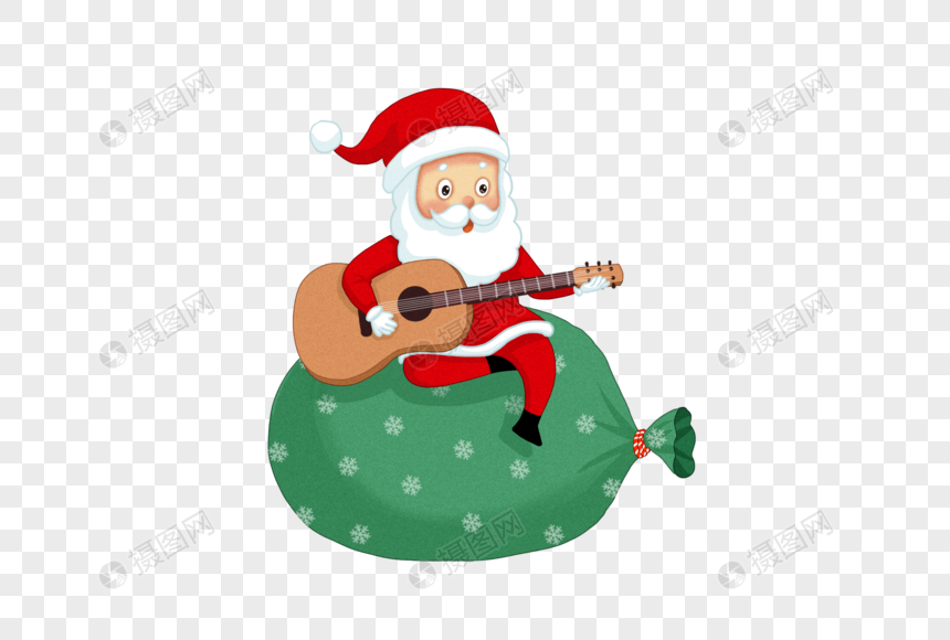 弹吉他的圣诞老人图片