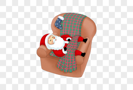 沙发上睡着的圣诞老人图片