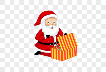 圣诞老人打开礼盒图片