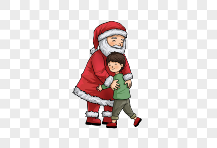 小孩和圣诞老人拥抱图片