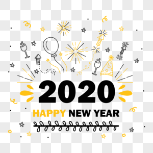 2020新年数字线条图片