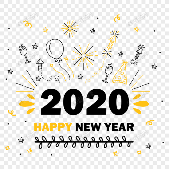 2020新年数字线条图片