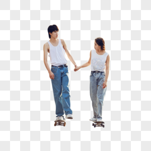 情侣玩滑板图片