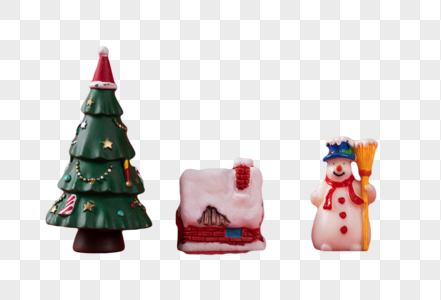圣诞树雪房子雪人模型图片