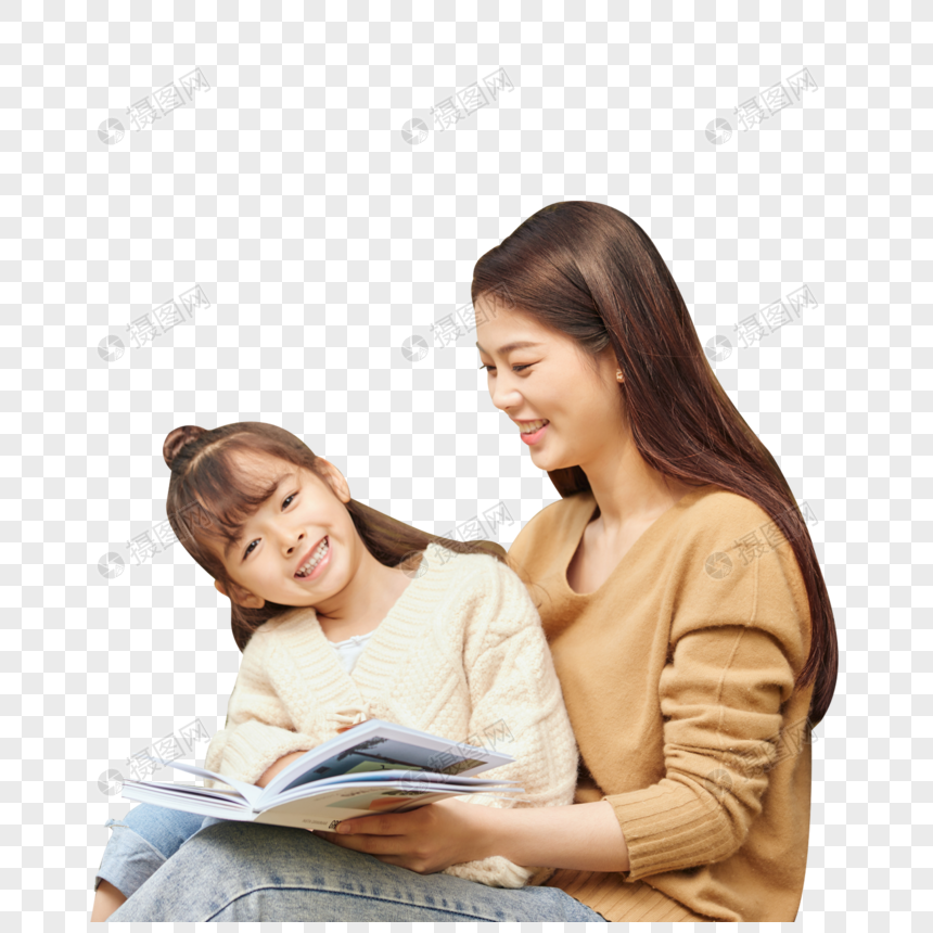 温馨母女读书图片