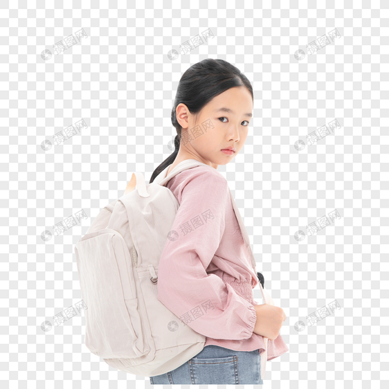 背着书包的小女孩图片